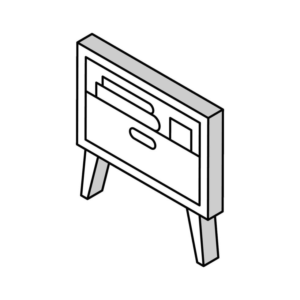 la table de nuit chambre intérieur isométrique icône vecteur illustration