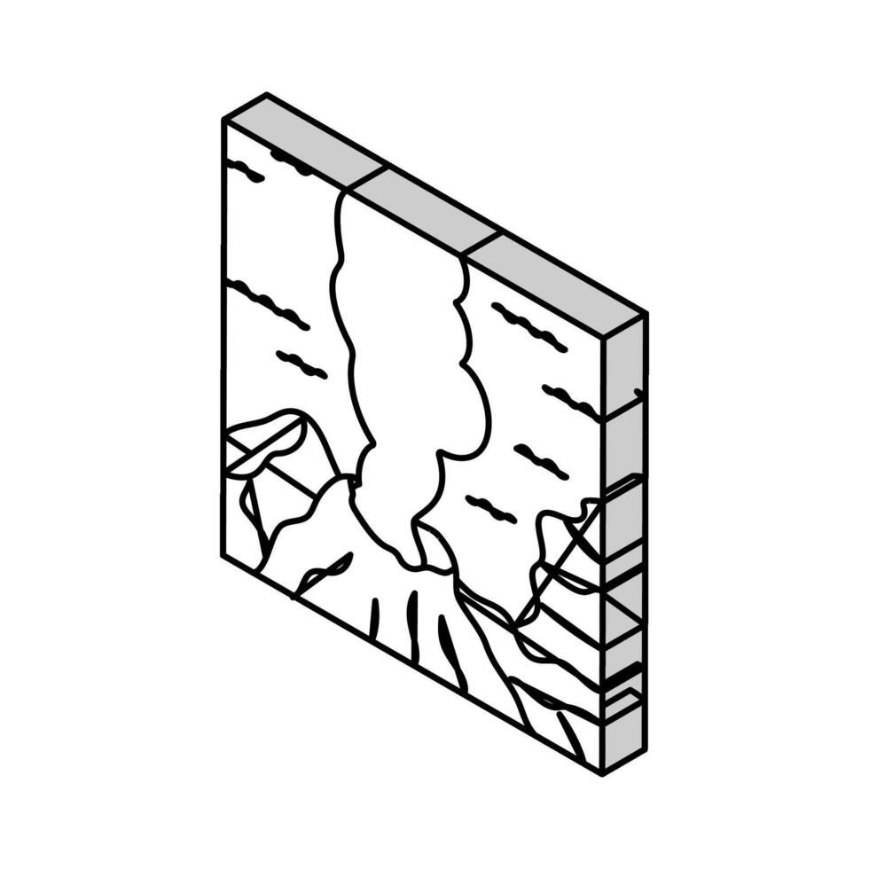 sous-marin volcan lave isométrique icône vecteur illustration