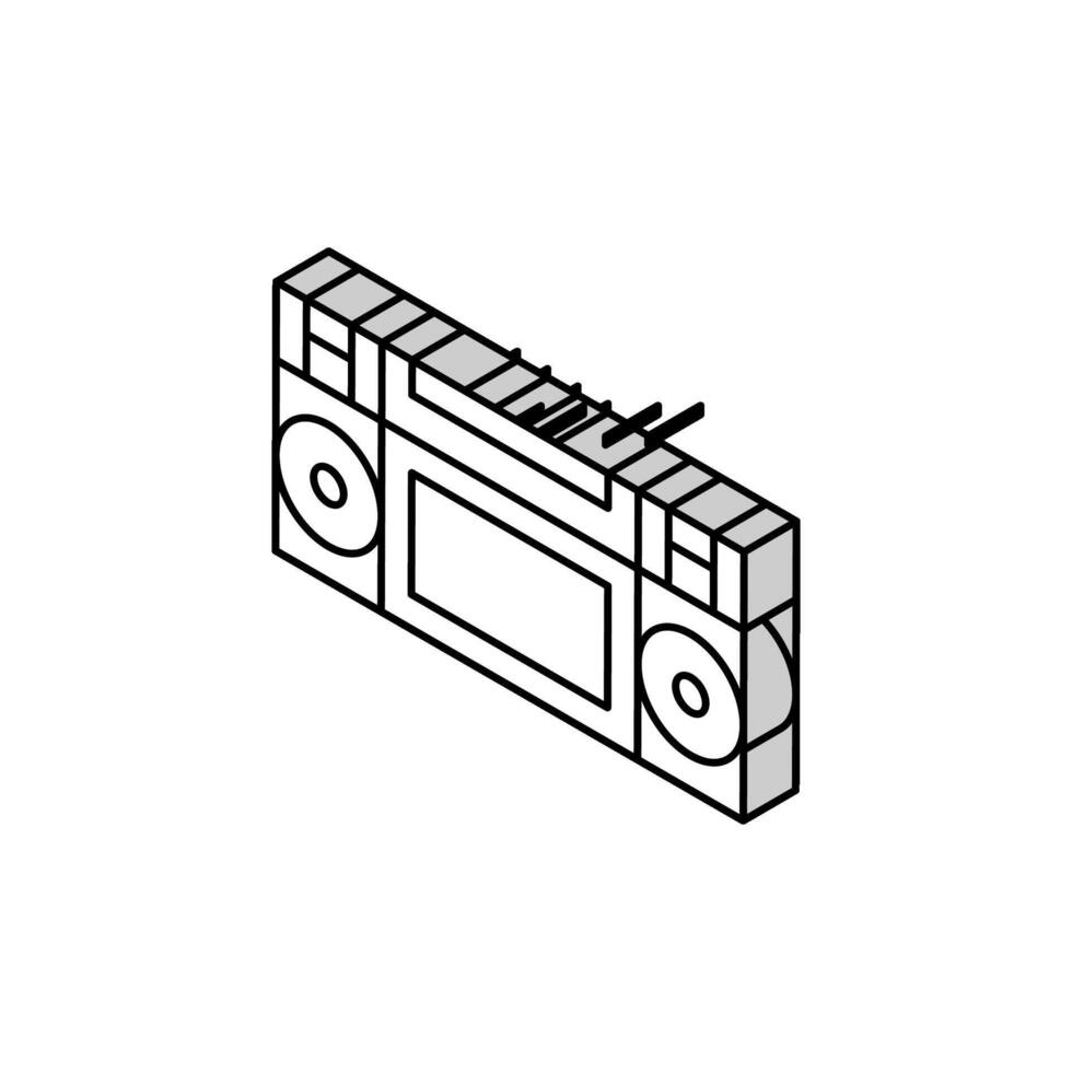 rétro radio branché rétro isométrique icône vecteur illustration