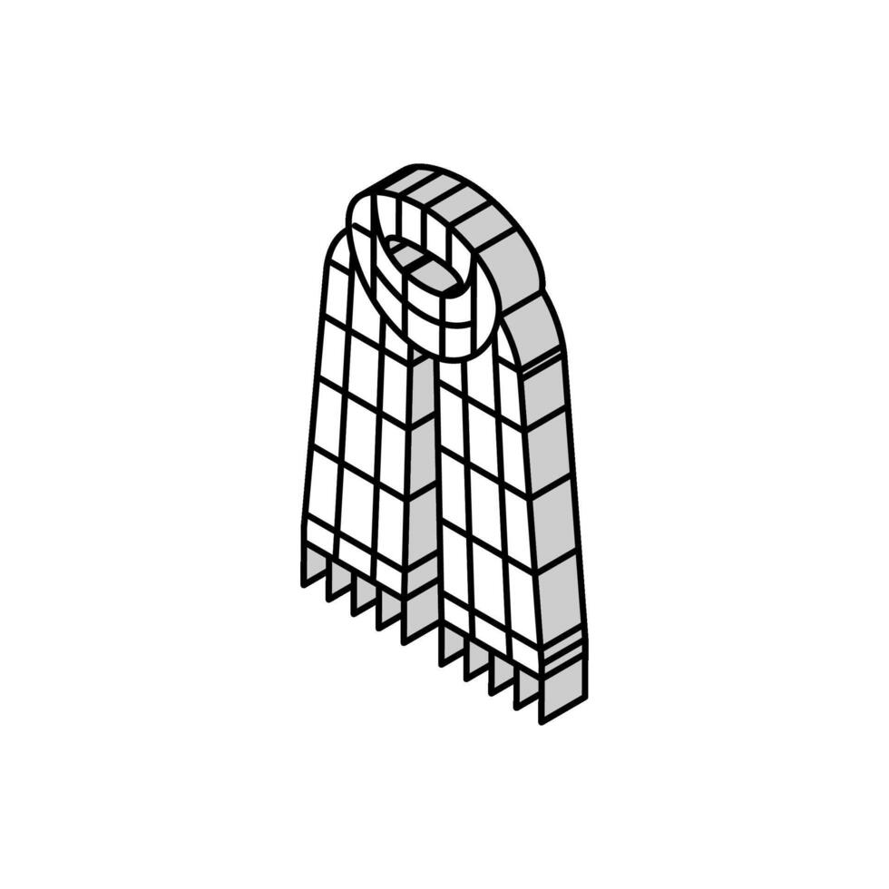 plaid écharpe branché rétro isométrique icône vecteur illustration