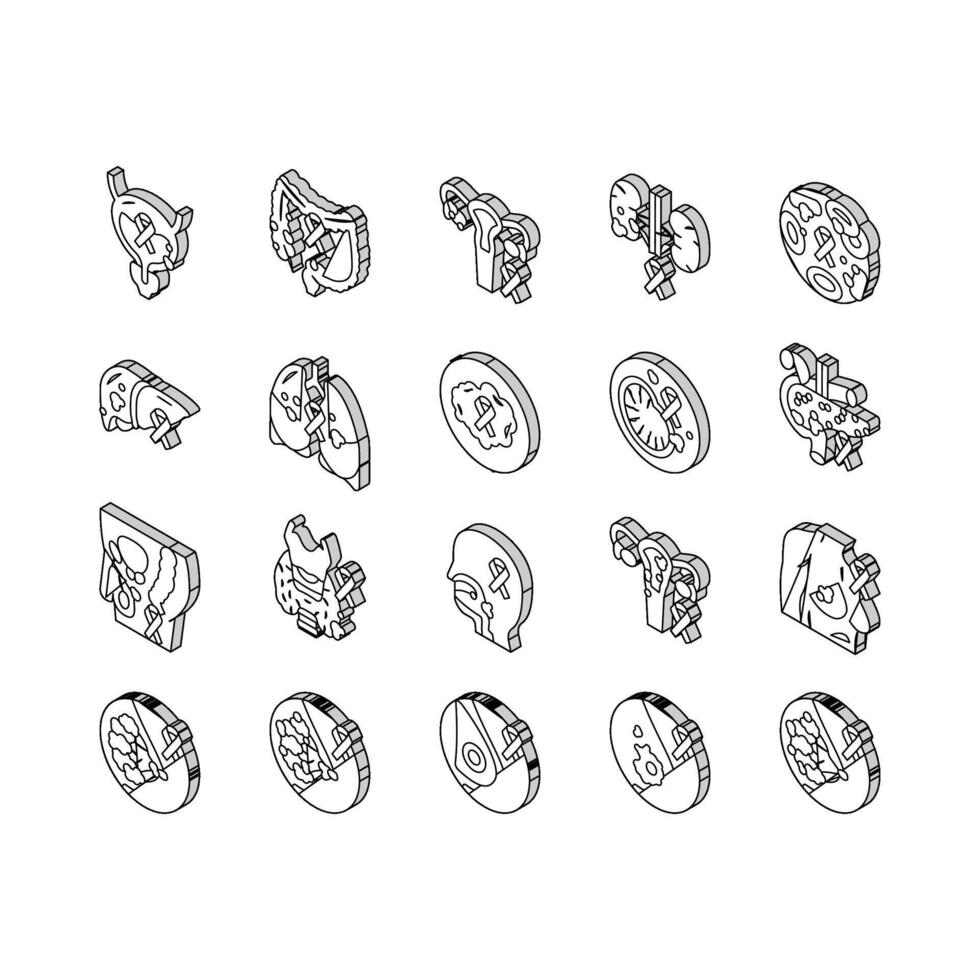 cancer Sein santé médical isométrique Icônes ensemble vecteur