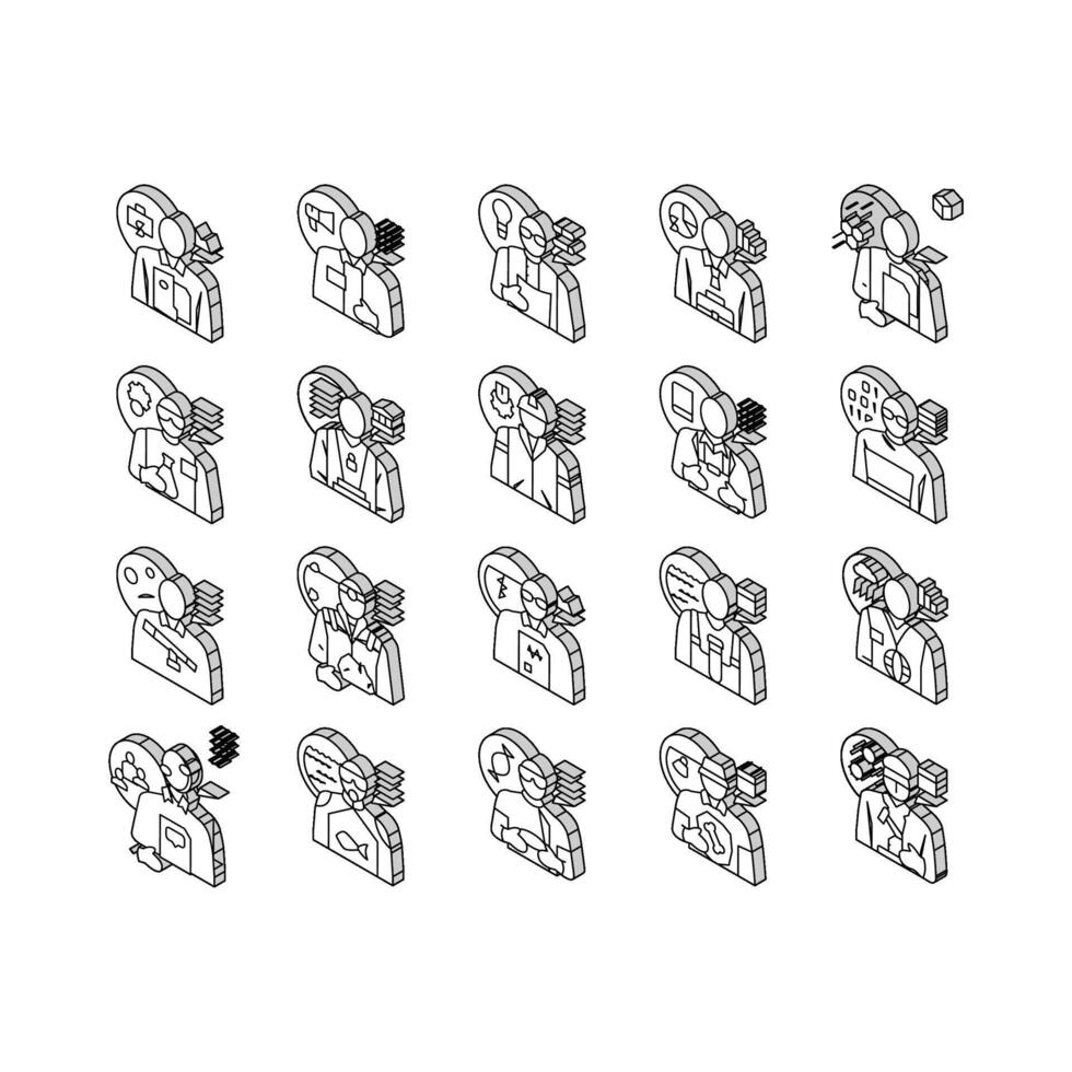 scientifique laboratoire laboratoire science isométrique Icônes ensemble vecteur