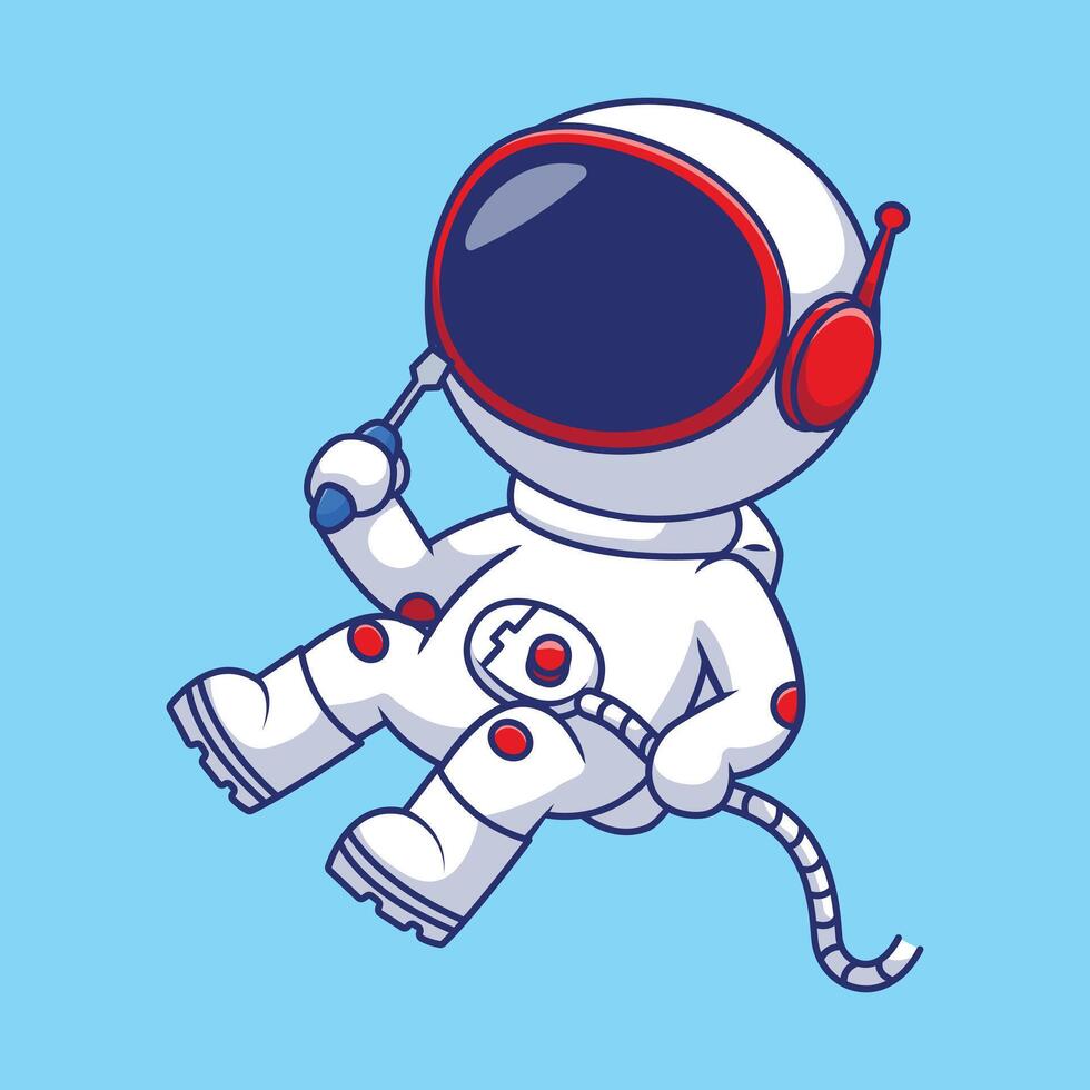 mignonne astronaute flottant avec en portant outils dessin animé vecteur Icônes illustration. plat dessin animé concept. adapté pour tout Créatif projet.