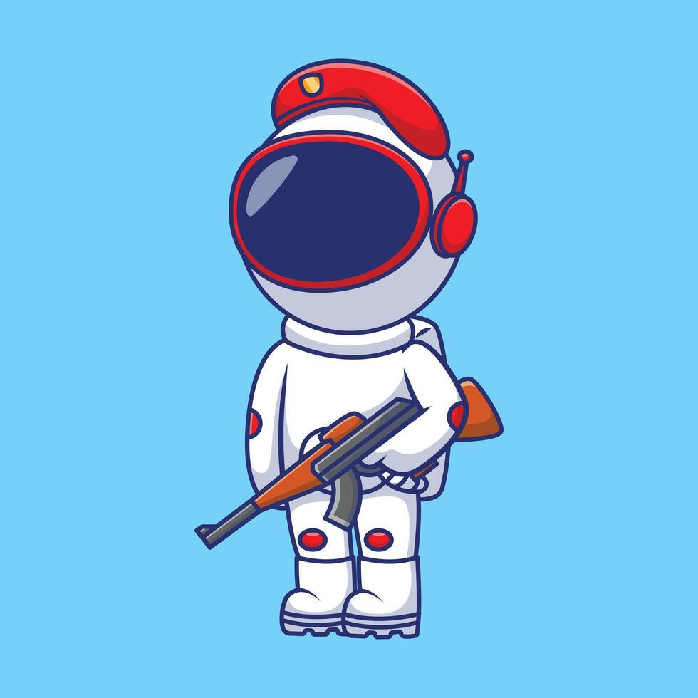 mignonne astronaute armée permanent dessin animé vecteur Icônes illustration. plat dessin animé concept. adapté pour tout Créatif projet.