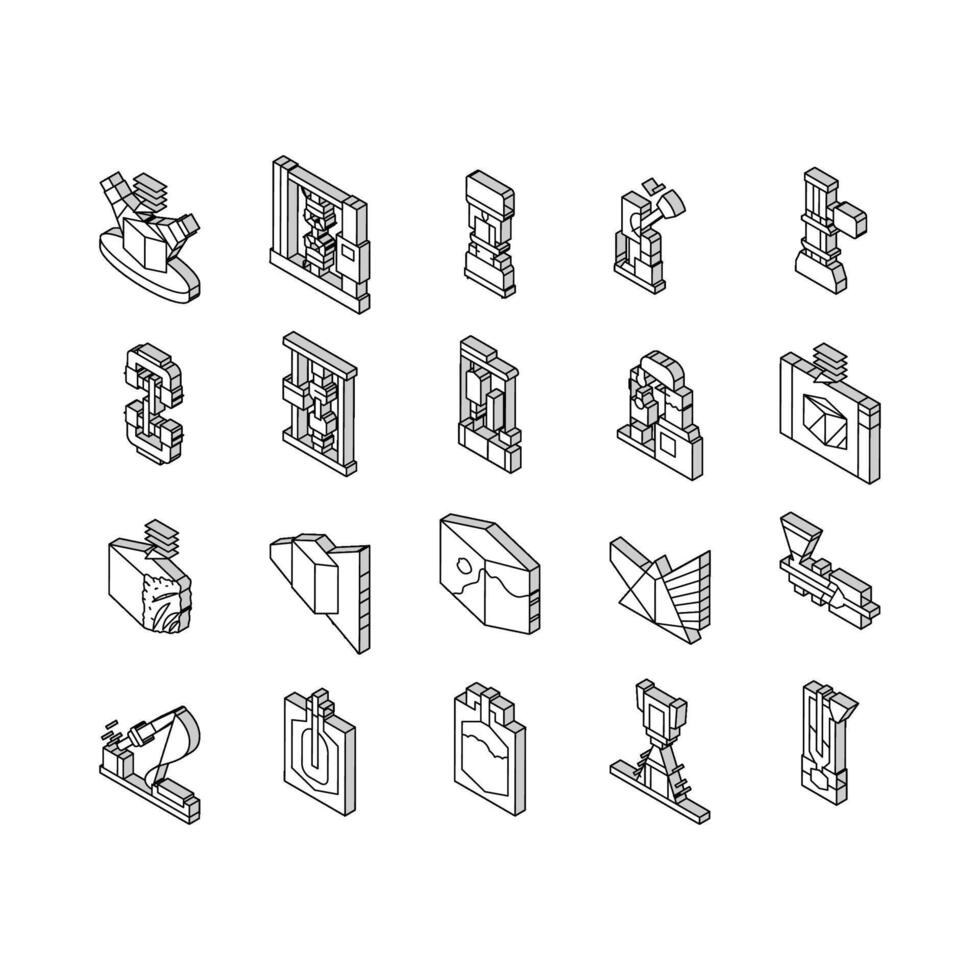 Matériel construction ingénieur isométrique Icônes ensemble vecteur