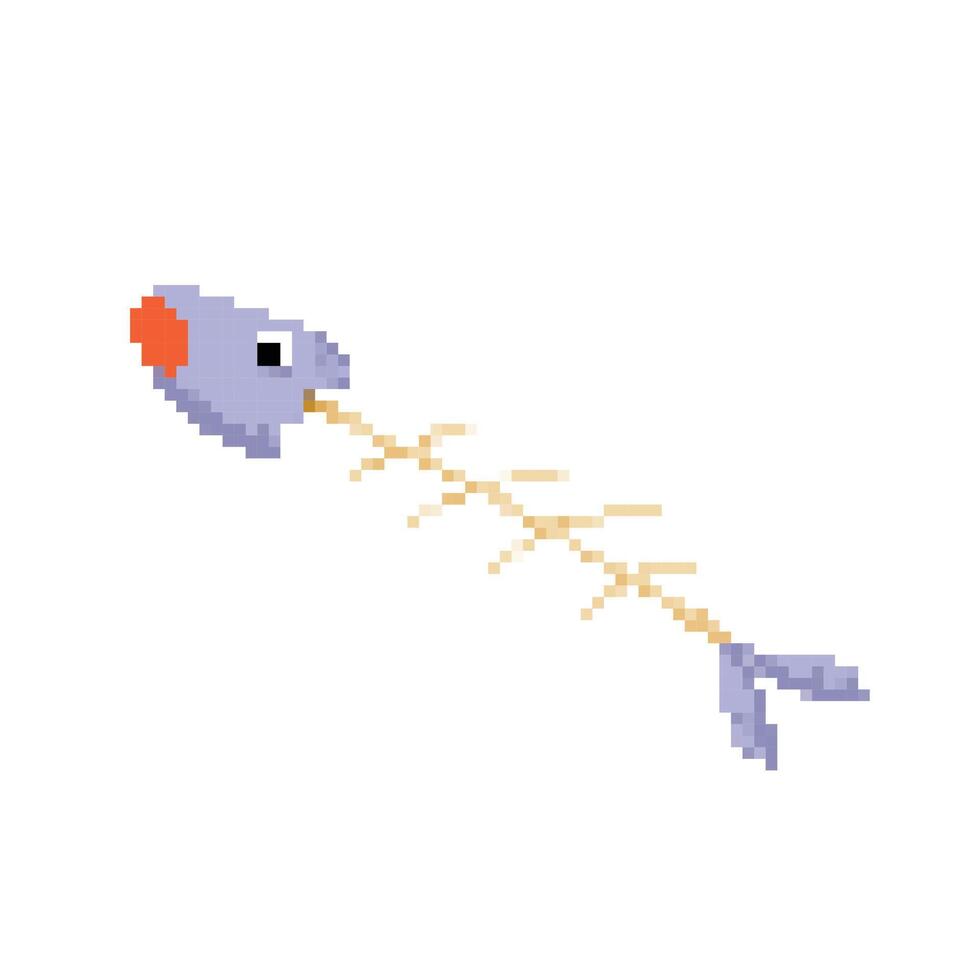 poisson OS poubelle ou des ordures jonque. pixel bit rétro Jeu stylé vecteur illustration dessin. Facile plat dessin animé dessin.