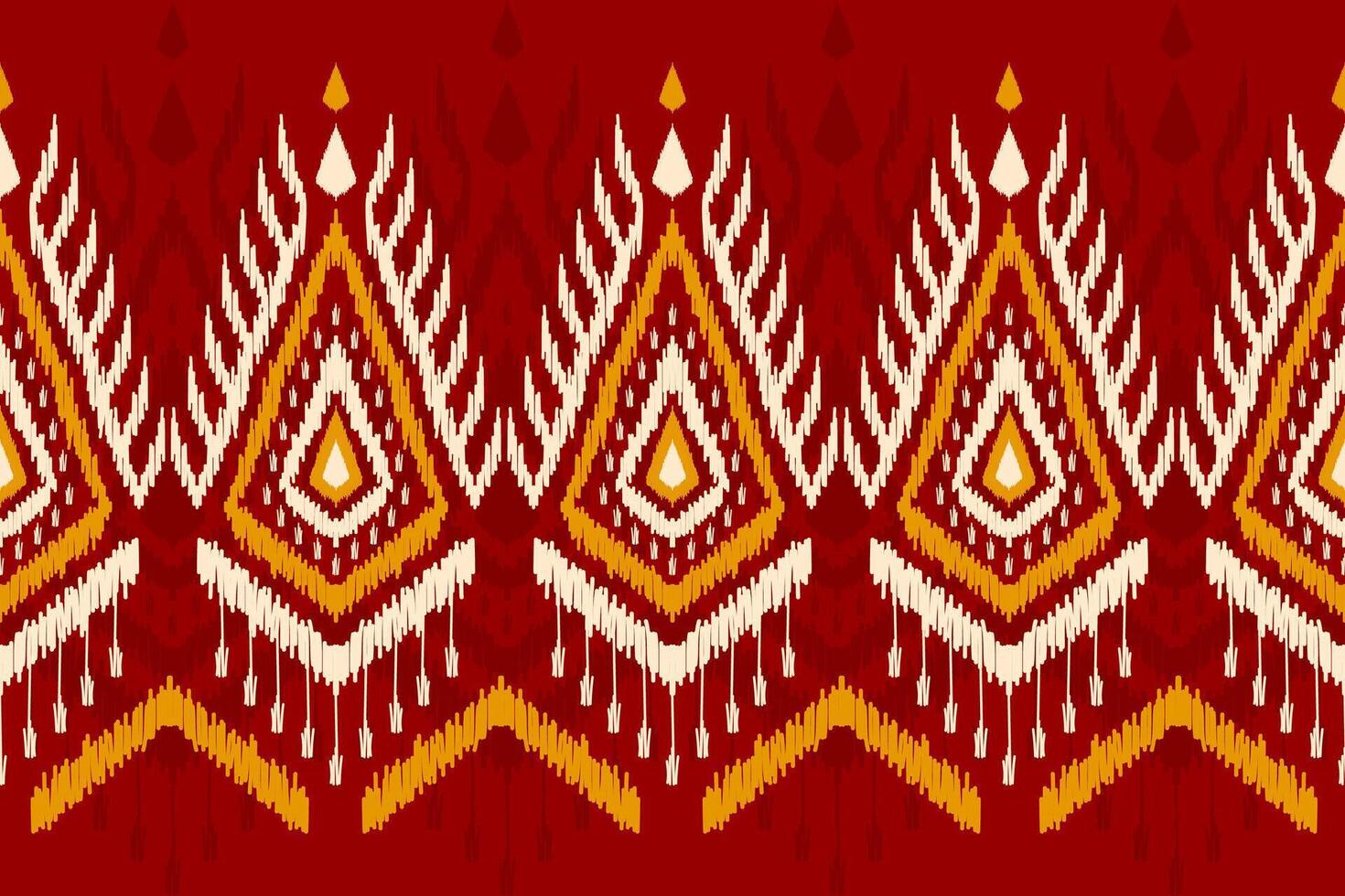 abstrait frontière ethnique ikat art. sans couture modèle traditionnel. aztèque ornement imprimer. rouge Contexte. vecteur