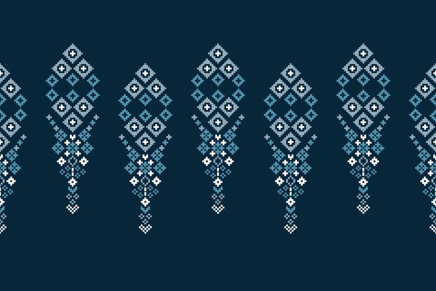 traditionnel ethnique motifs ikat géométrique en tissu modèle traverser point.ikat broderie ethnique Oriental pixel marine bleu Contexte. abstrait, vecteur, illustration. texture, écharpe, décoration, papier peint. vecteur