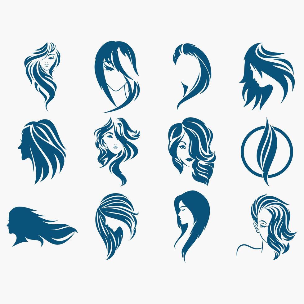 collection de cheveux style logo vecteur