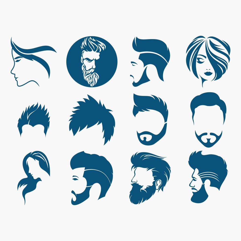 collection de cheveux style logo vecteur