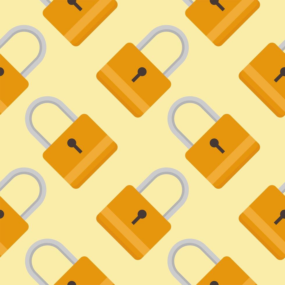 Jaune cadenas. sans couture modèle avec coloré serrures sur une Couleur Contexte. vecteur cyber attaque Sécurité modèle sans couture avec serrure à clé