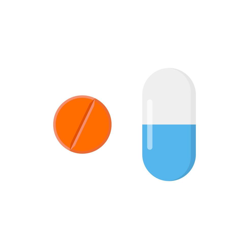 médical pilule plat conception vecteur illustration. capsule et tablette isolé sur blanc Contexte. chimique drogue et santé se soucier concept