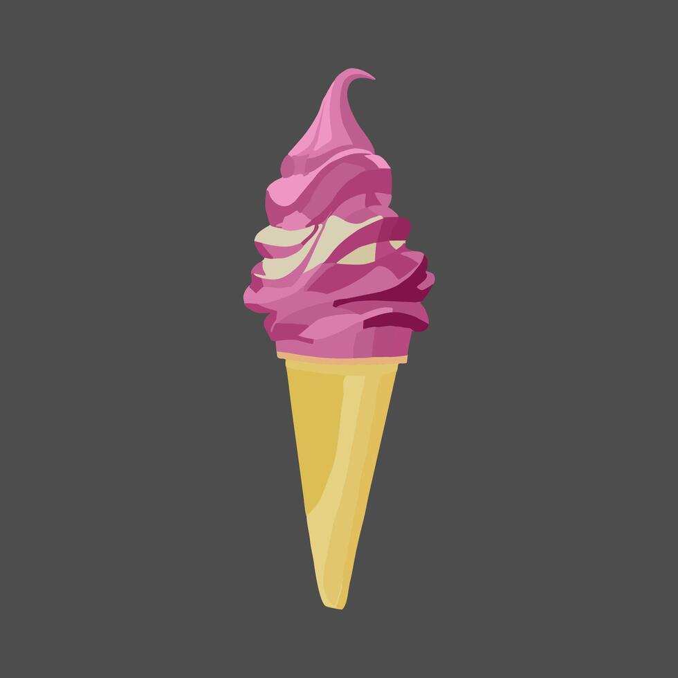 la glace crème cône fabriqué de rose et blanc la glace crème, vecteur illustration