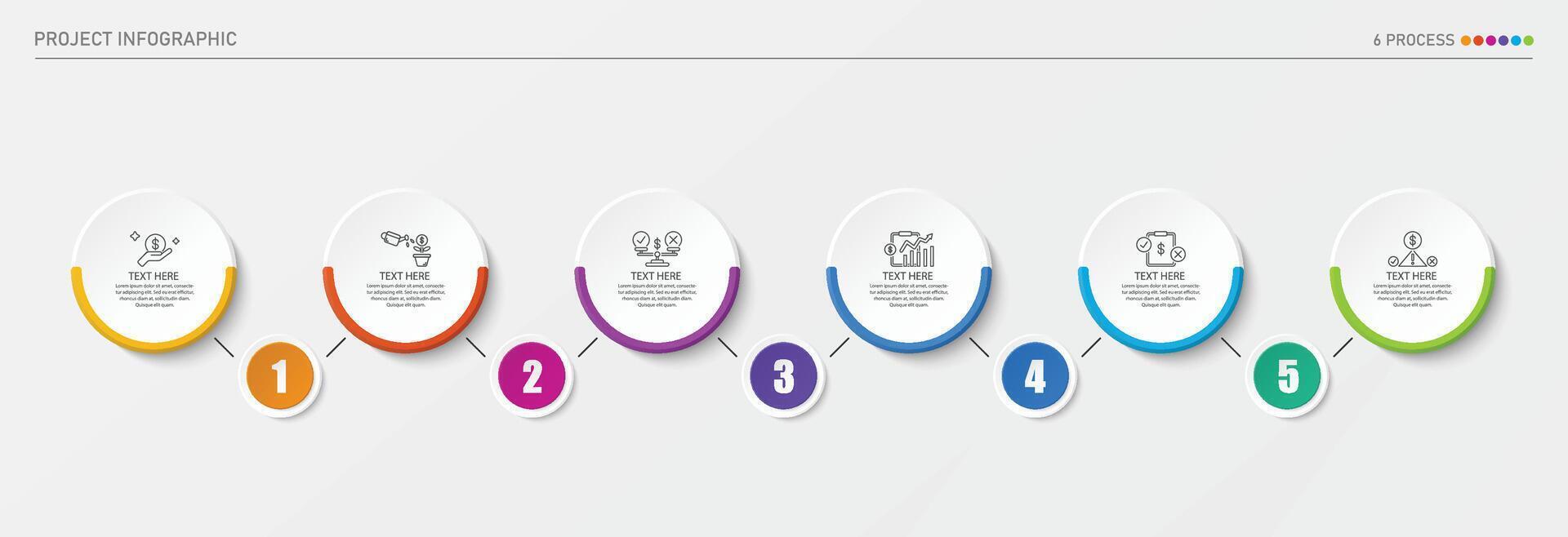 infographie processus conception avec Icônes et 6 les options ou pas. vecteur