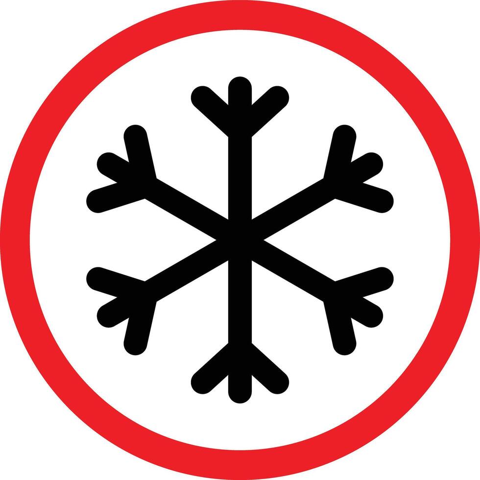 neige avertissement signe . rouge cercle avec neige flocon icône . du froid avertissement signe vecteur