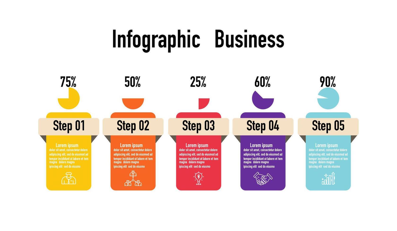 infographie modèle pour affaires information présentation. vecteur géométrie et icône éléments. moderne flux de travail diagrammes. rapport plan 5 les sujets