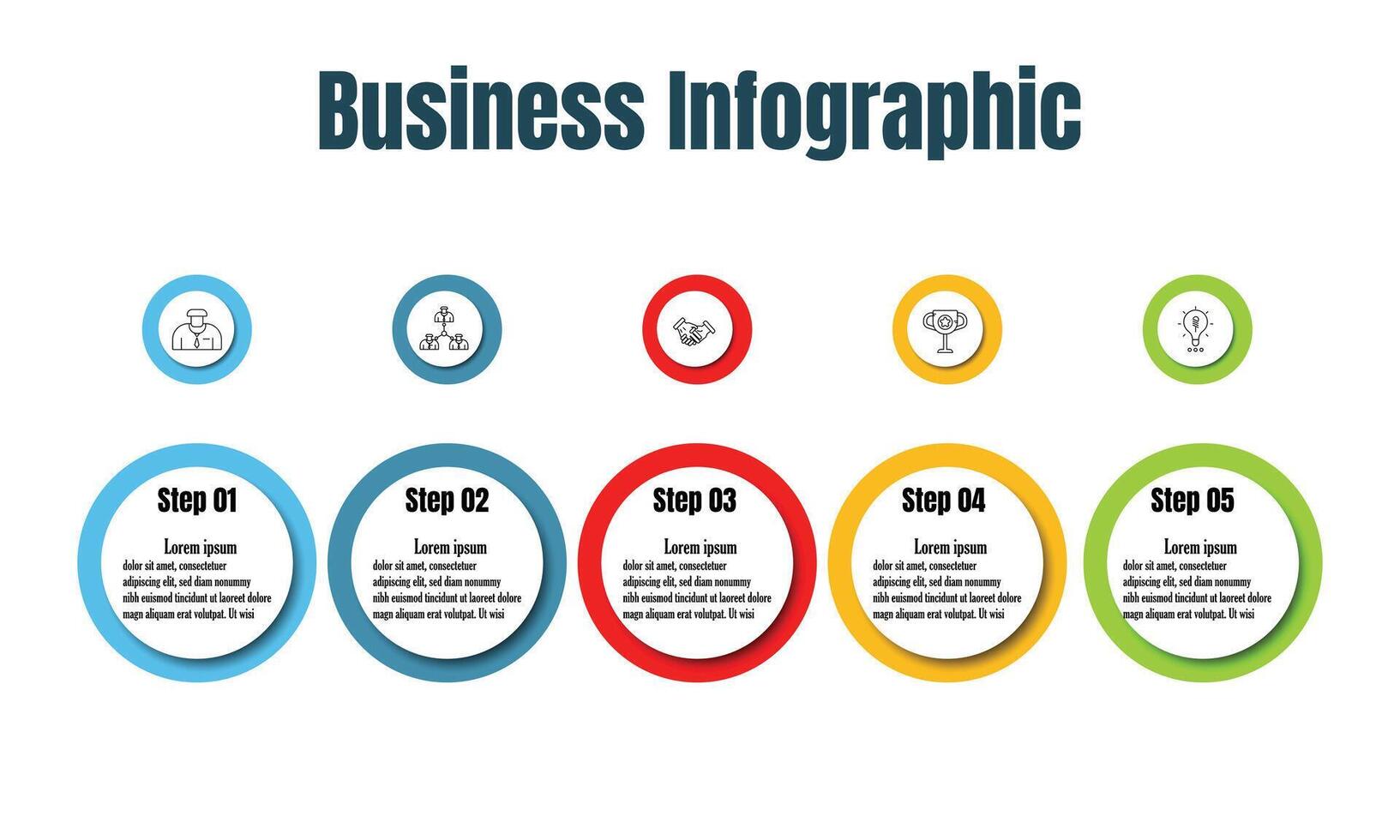 infographie modèle pour affaires information présentation. vecteur cercle et icône éléments. moderne flux de travail diagrammes. rapport plan 5 les sujets