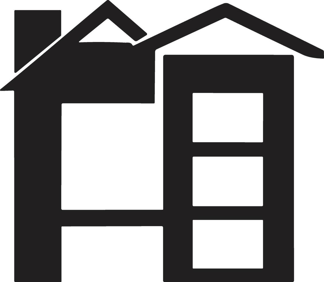 Maisons et grattes ciels logo ou badge dans ancien style vecteur