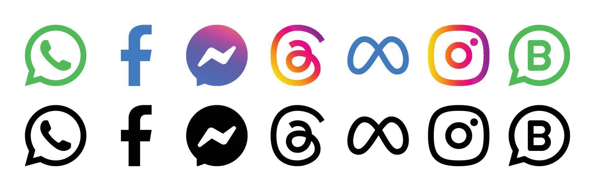 méta social médias logos icône ensemble vecteur