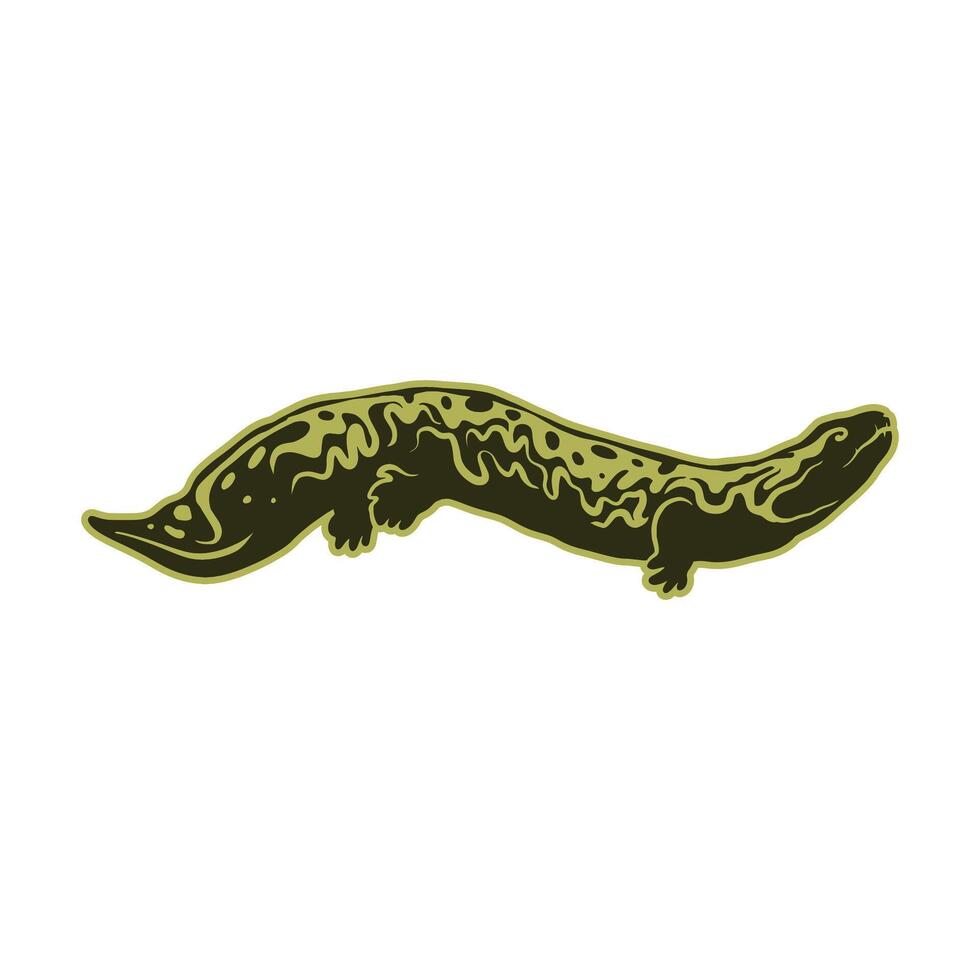 chinois géant salamandre, hellbender icône, salamandre vecteur conception illustration