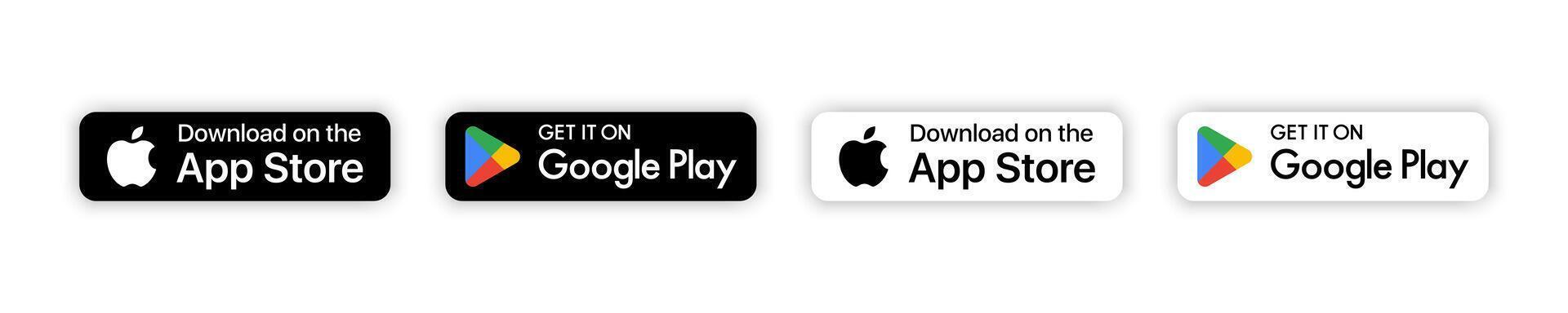 avoir il sur Google jouer, Télécharger sur le app boutique populaire réaliste Paiement logotype. ios, Android Paiement bouton icône. vecteur illustration.