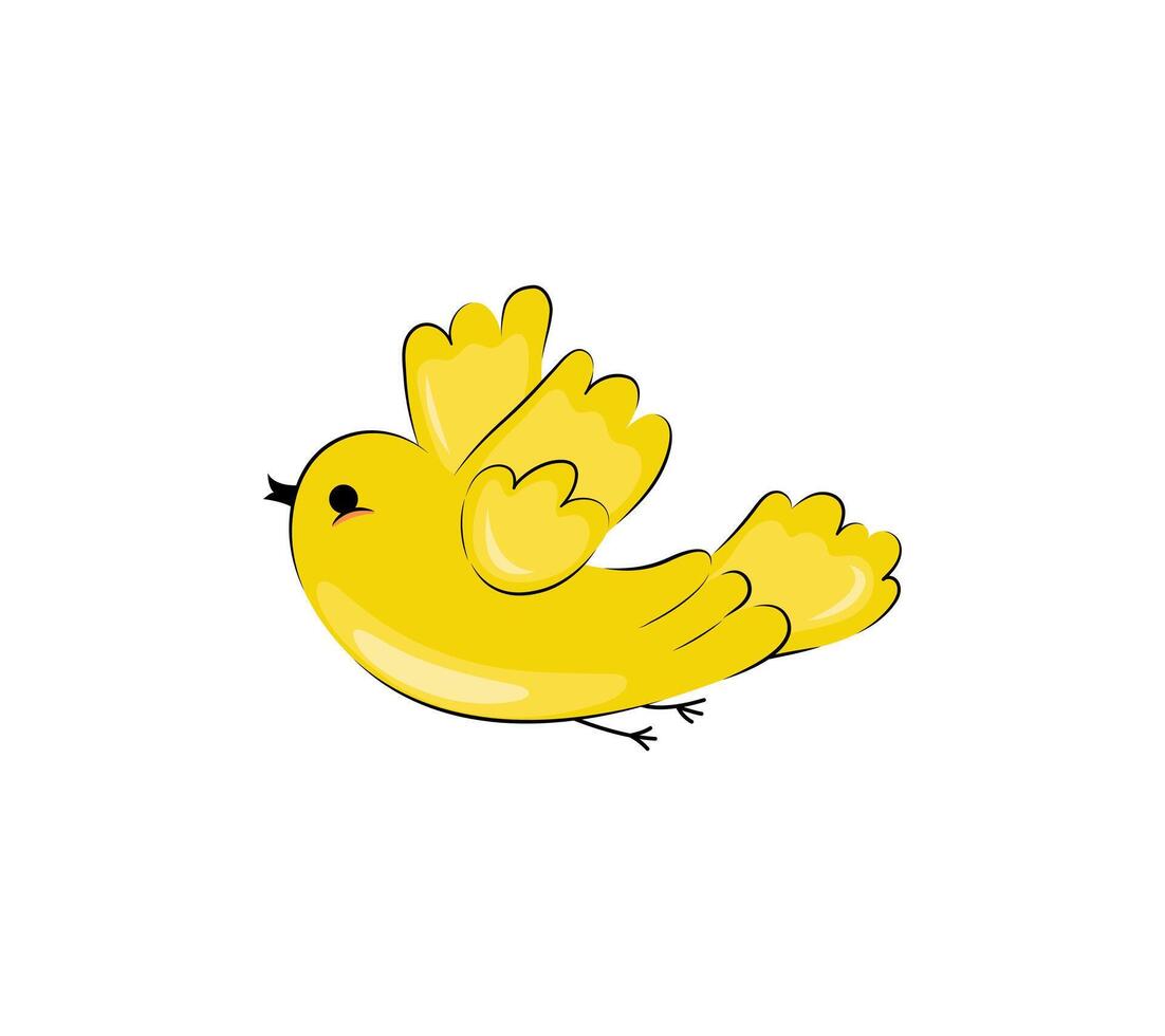 mignonne Jaune oiseau sur blanc Contexte. agréable oiseau dessin animé style. petit Jaune oiseau illustration. coloration livre élément. vecteur