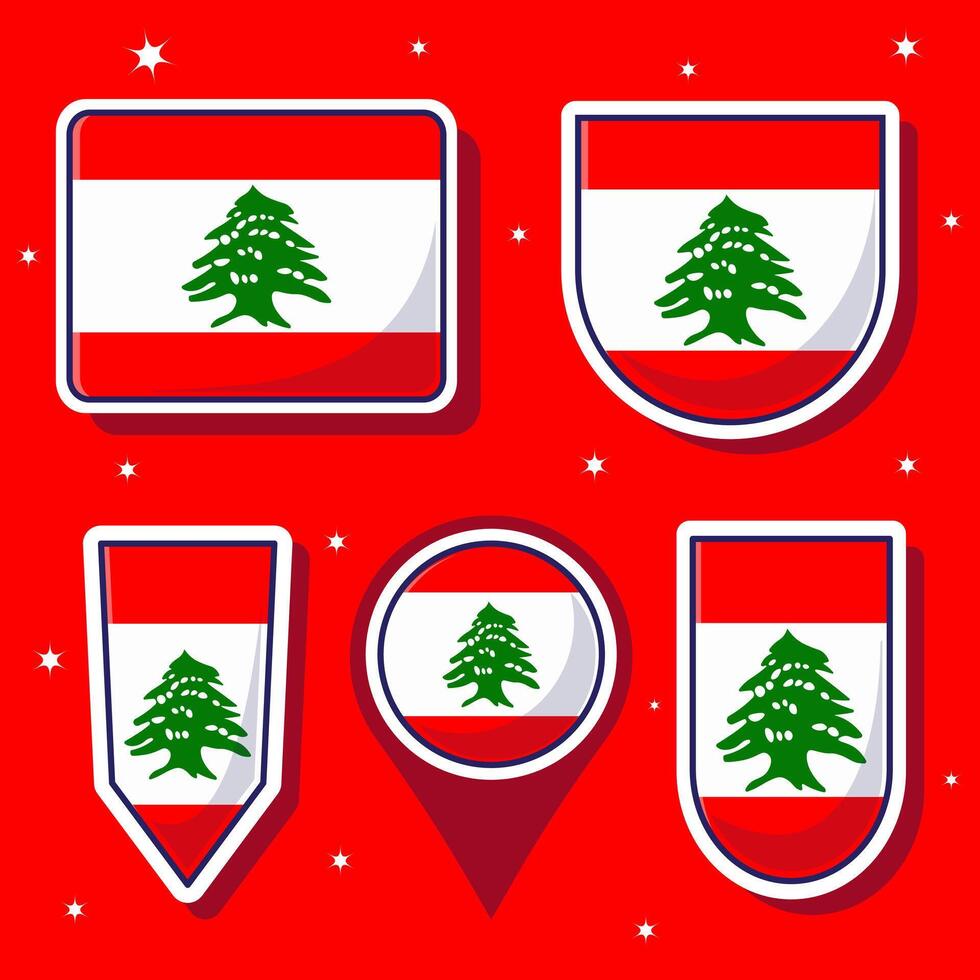 Liban nationale drapeau dessin animé vecteur illustration paquet packs