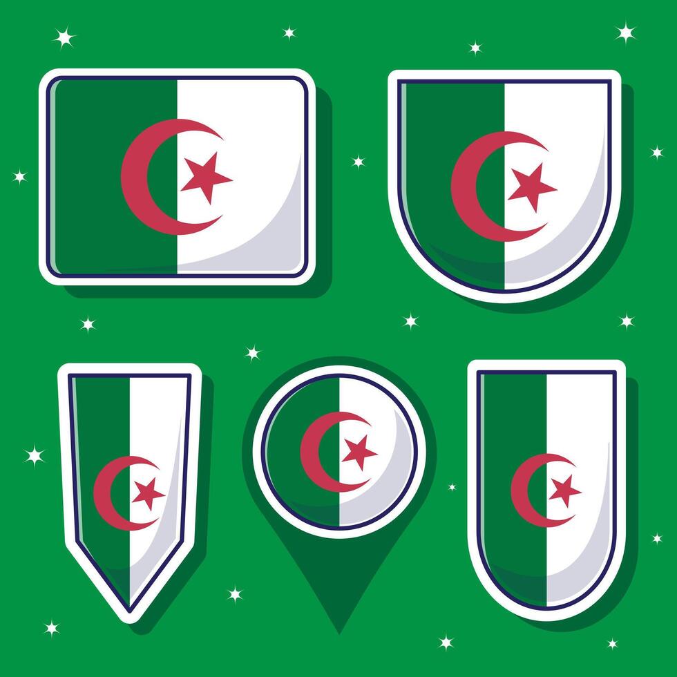 Algérie nationale drapeau dessin animé vecteur illustration icône mascotte paquet packs