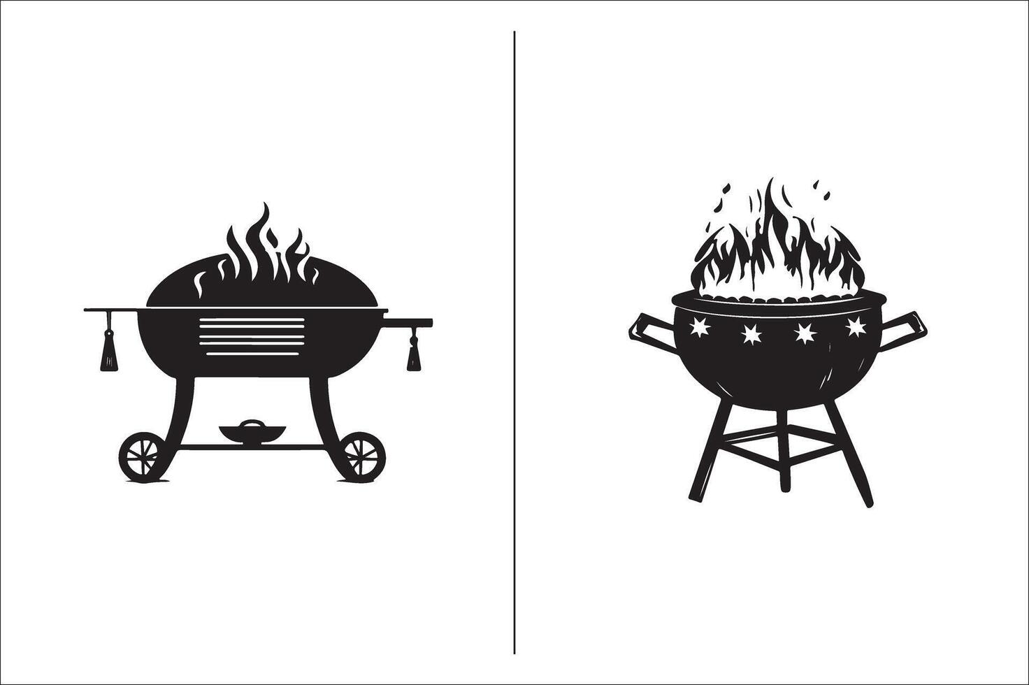 un barbecue et gril en relation silhouette vecteur