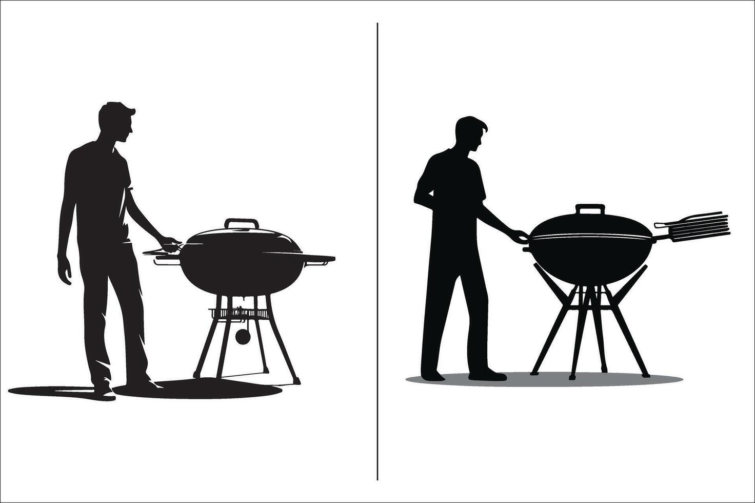 un barbecue et gril en relation silhouette vecteur