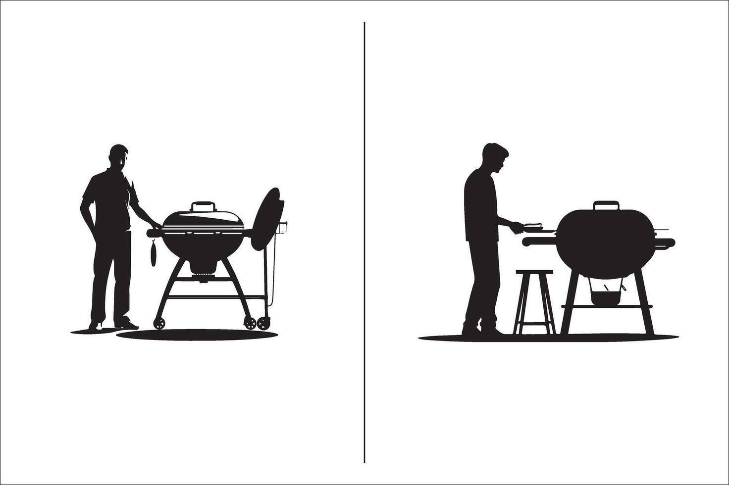 un barbecue et gril en relation silhouette vecteur