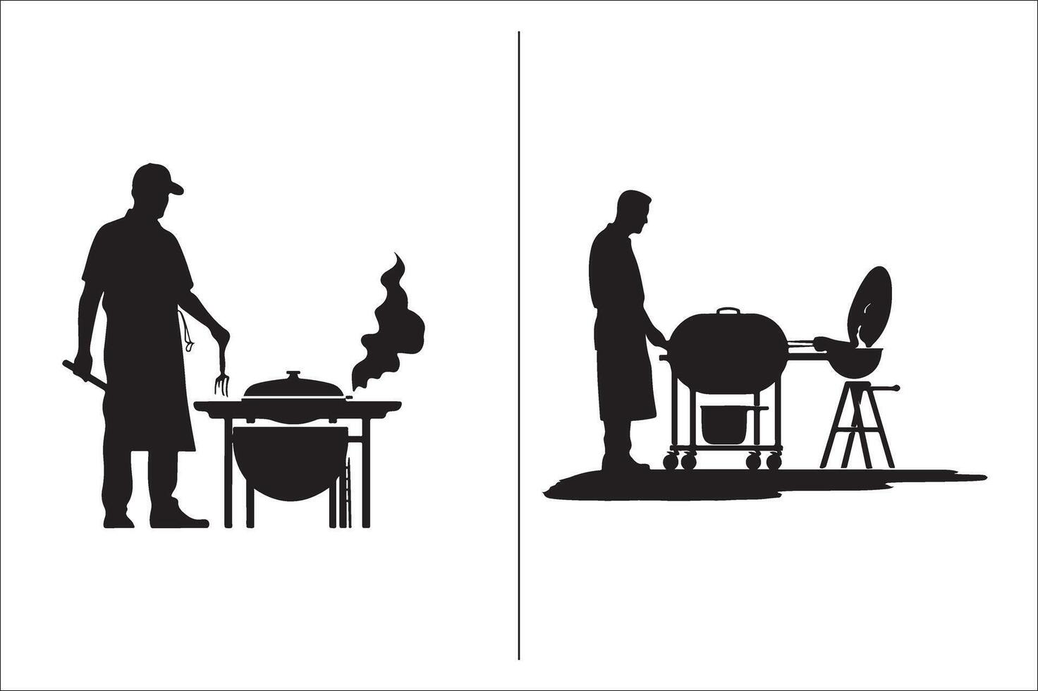 un barbecue et gril en relation silhouette vecteur