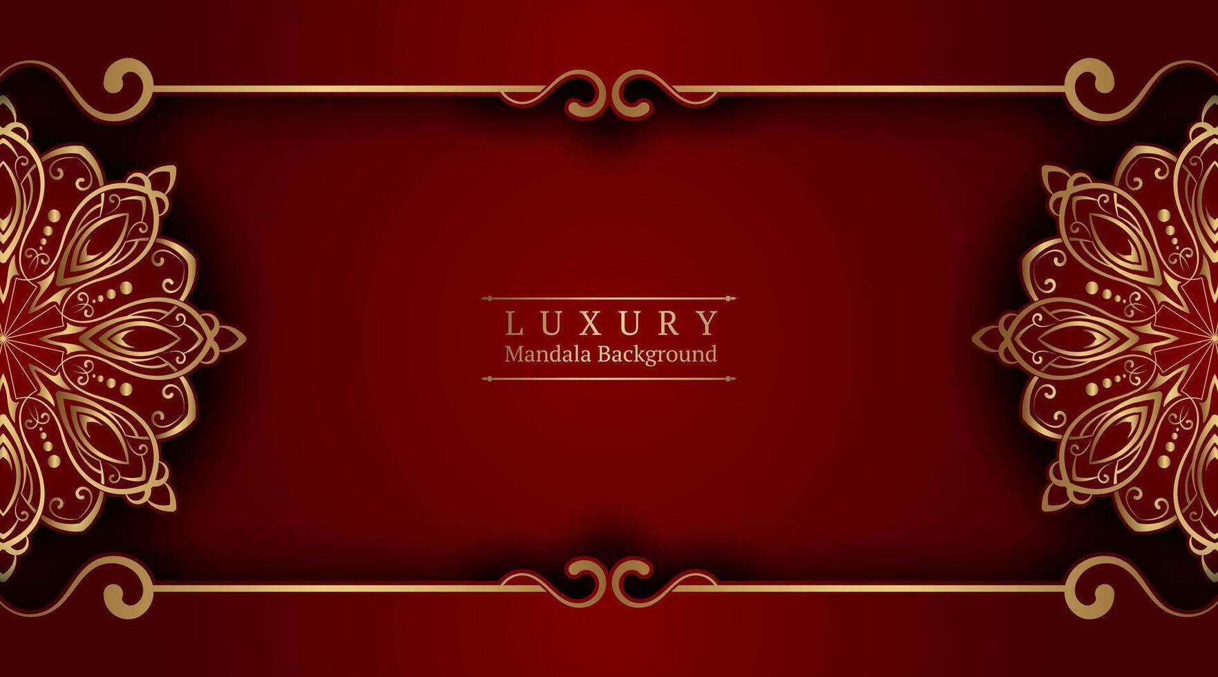 luxe rouge arrière-plan, avec or mandala vecteur