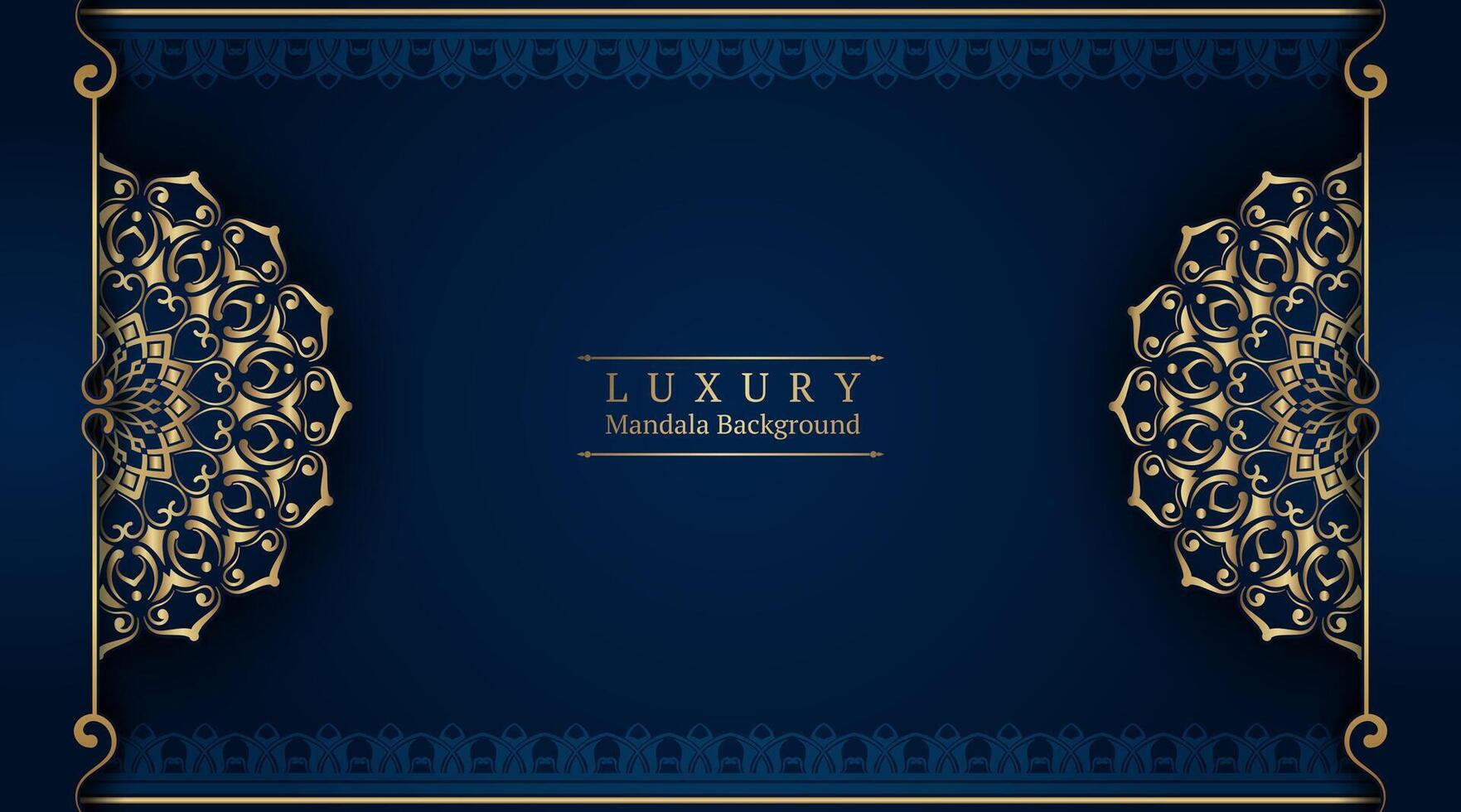 luxe bleu arrière-plan, avec or mandala vecteur