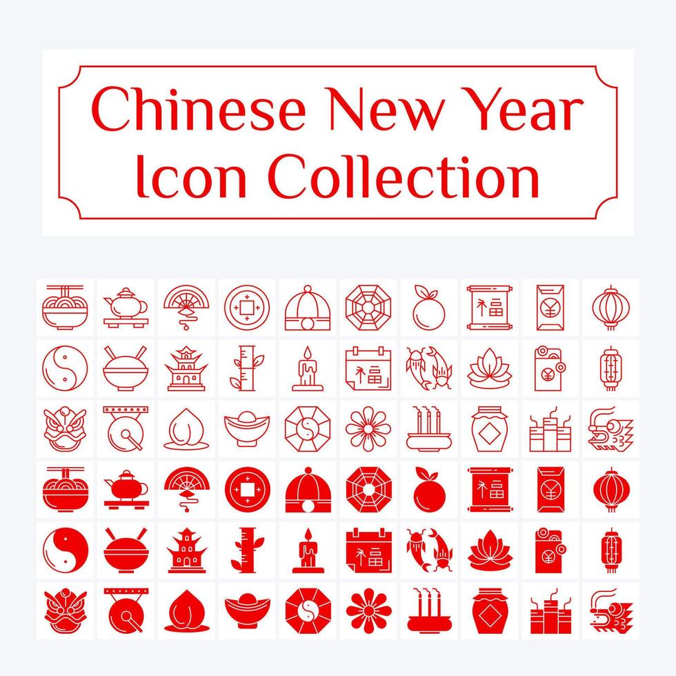 nettoyer chinois Nouveau année icône collection vecteur