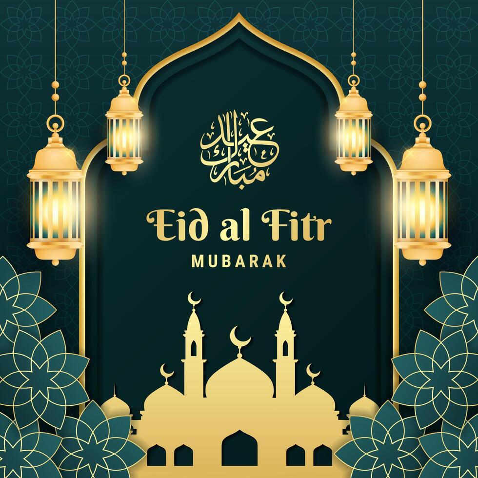 content eid Al fitr mubarak Contexte vecteur