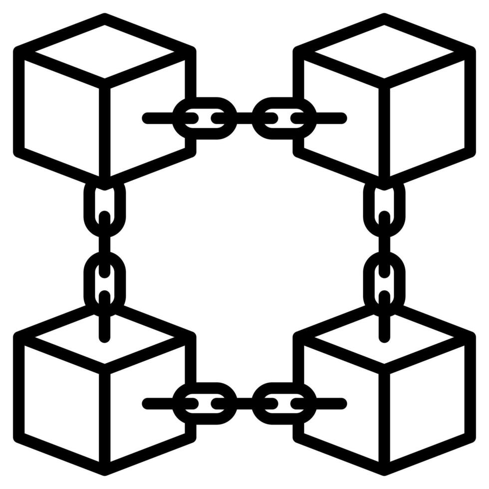 chaîne de blocs icône ligne vecteur illustration