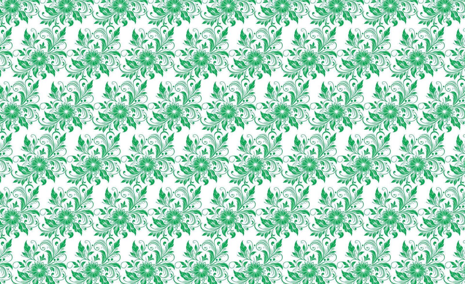 main dessiner floral fleur sans couture modèle de vert floral feuilles printemps carré style vecteur conception sur une blanc arrière-plan, rideau, tapis, fond d'écran, vêtements, emballage