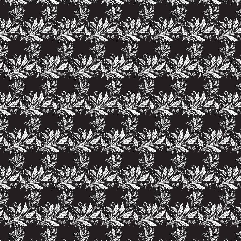 main dessiner de magnifique floral ornement feuilles. abstrait noir et blanc monochrome. fleur en tissu sans couture modèle conception élément vecteur