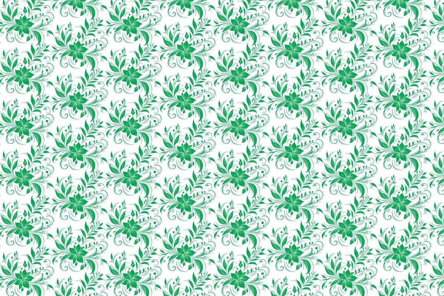 main dessiner floral fleur sans couture modèle de vert floral feuilles printemps carré style vecteur conception sur une blanc arrière-plan, rideau, tapis, fond d'écran, vêtements, emballage