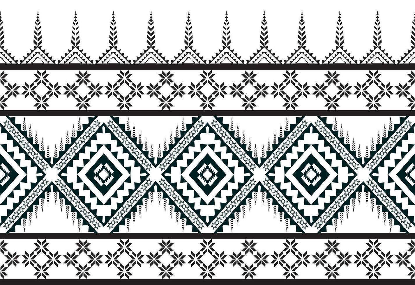 tribal traditionnel en tissu batik ethnique. ikat floral sans couture modèle feuilles géométrique répéter conception pour fond d'écran, emballage, mode, tapis, vêtements. noir et blanc vecteur