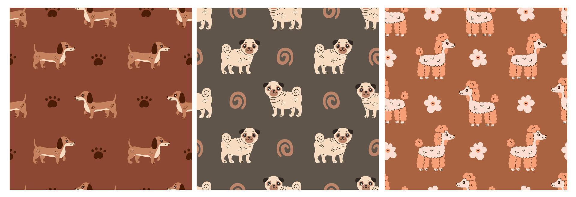 petit chiens sans couture motifs collection vecteur