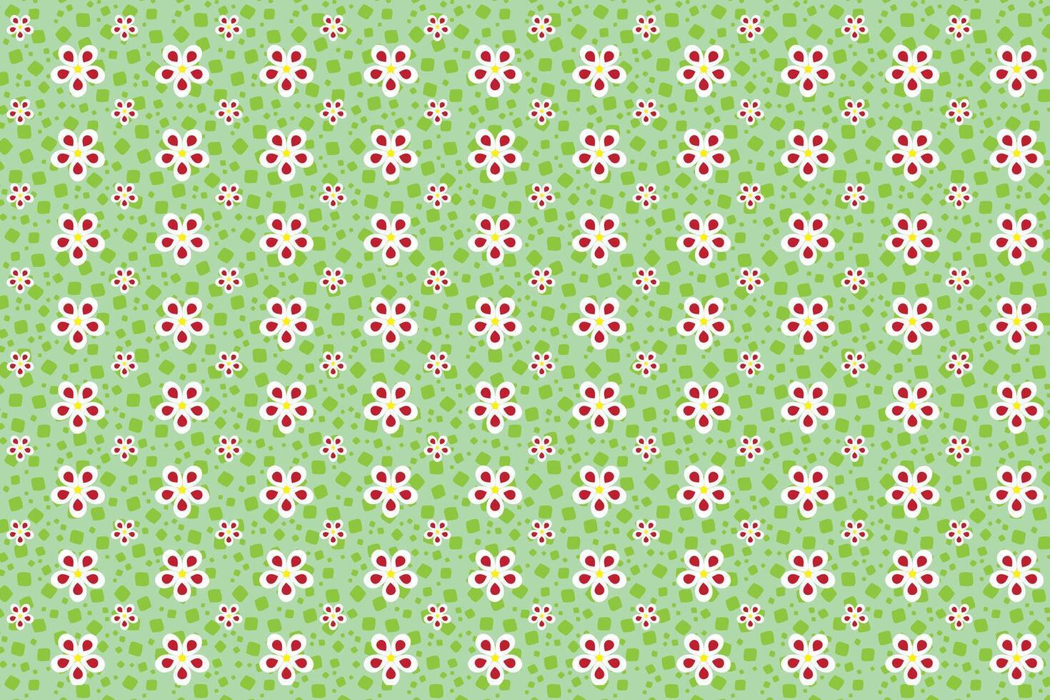 illustration, modèle de fleur avec vert carré sur doux vert Contexte. vecteur