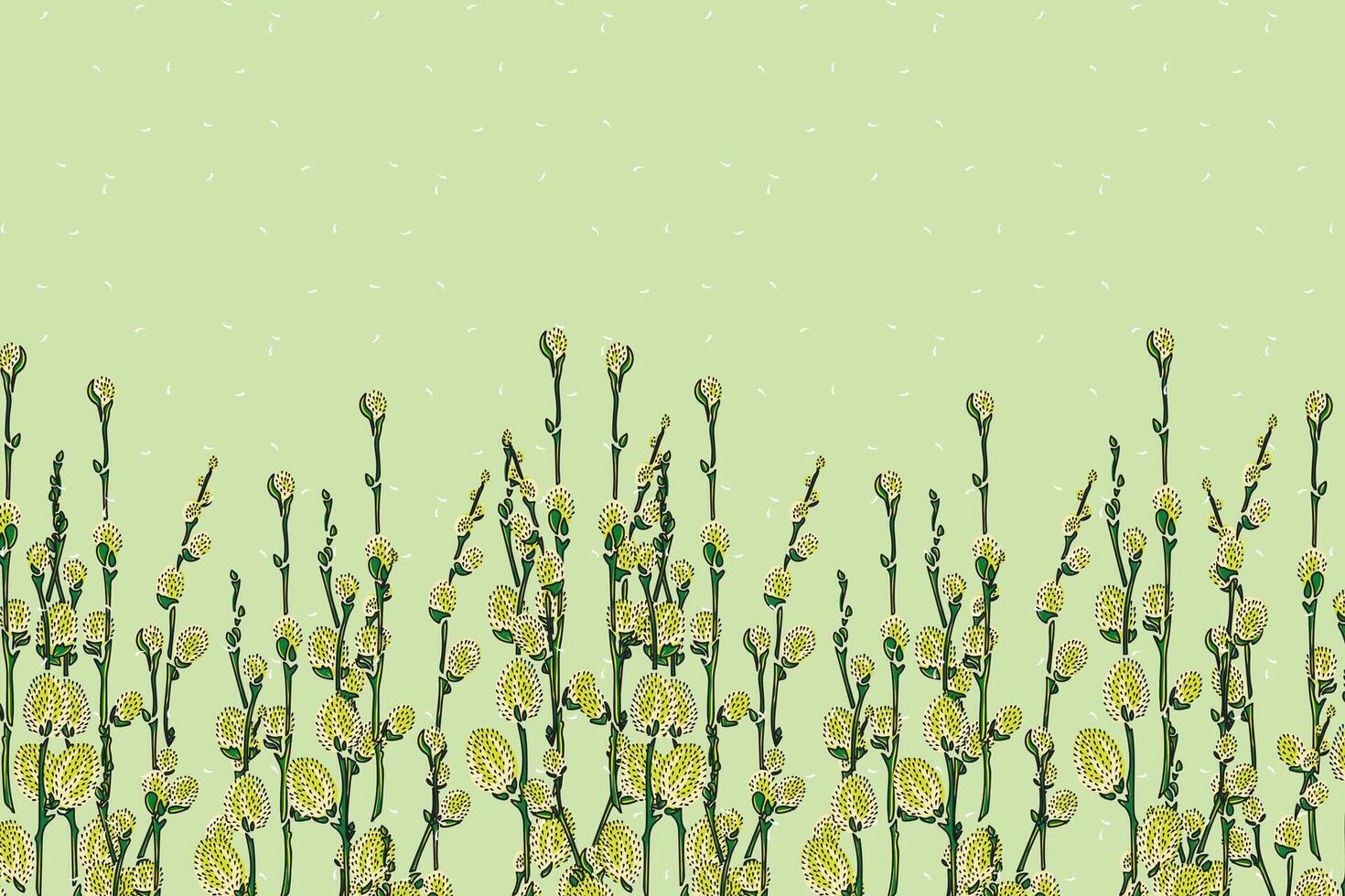 illustration, abstrait de vert chatte saule fleur sur lumière vert Contexte. vecteur