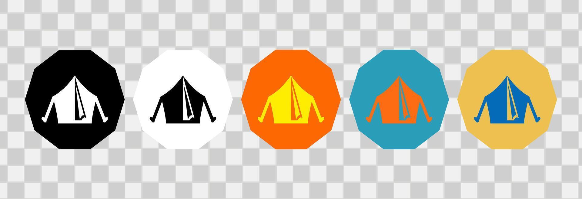 ensemble de camping tente Icônes conception. pour logo, symbole ou la toile conception. vecteur plat illustration.