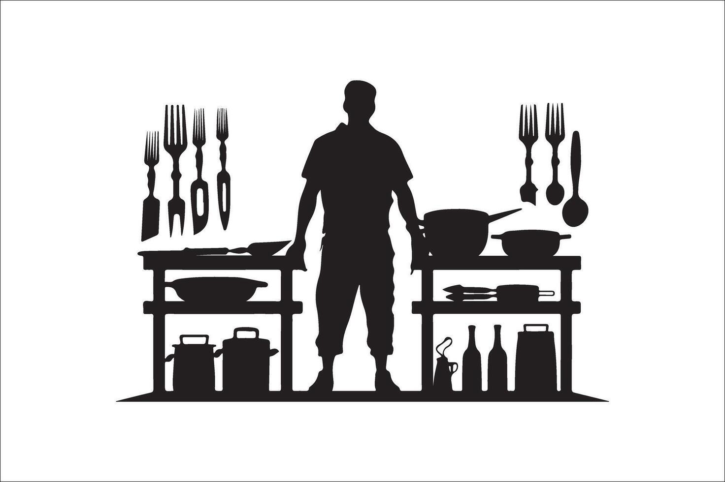 un barbecue et gril en relation silhouette vecteur