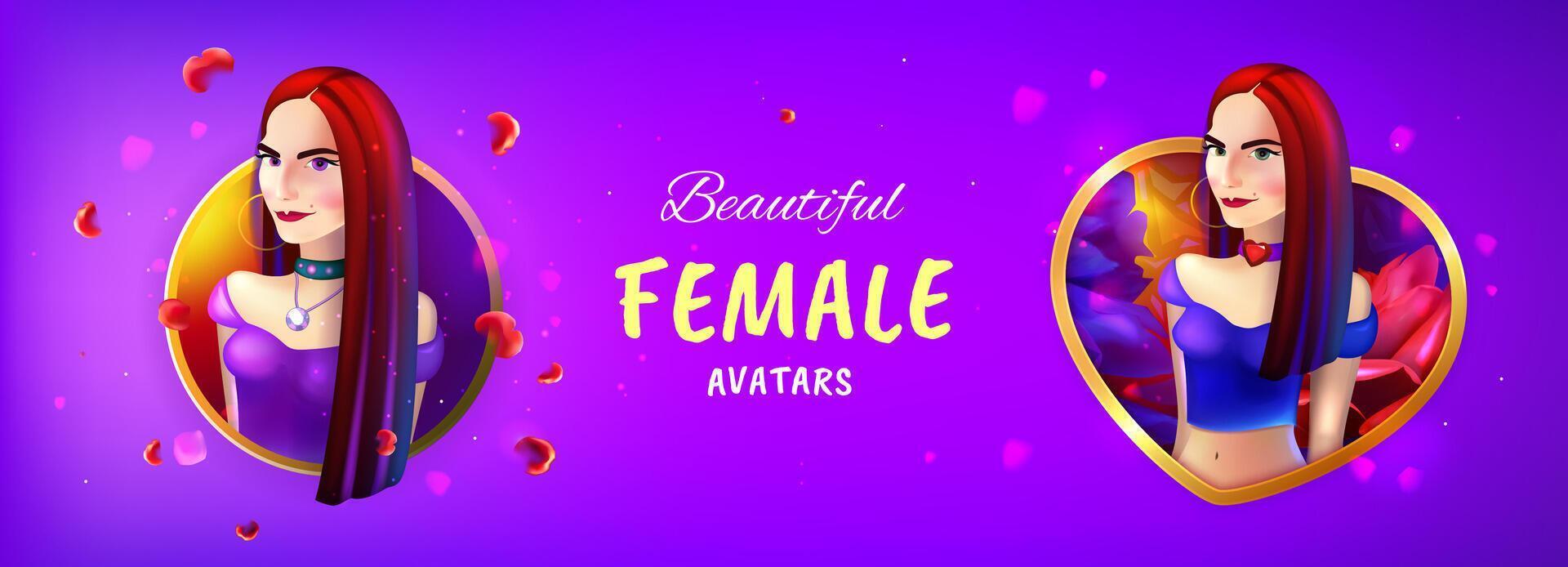 magnifique femelle avatars. femme personnage. mode femmes avatar . femmes journée. vecteur illustration. eps dix