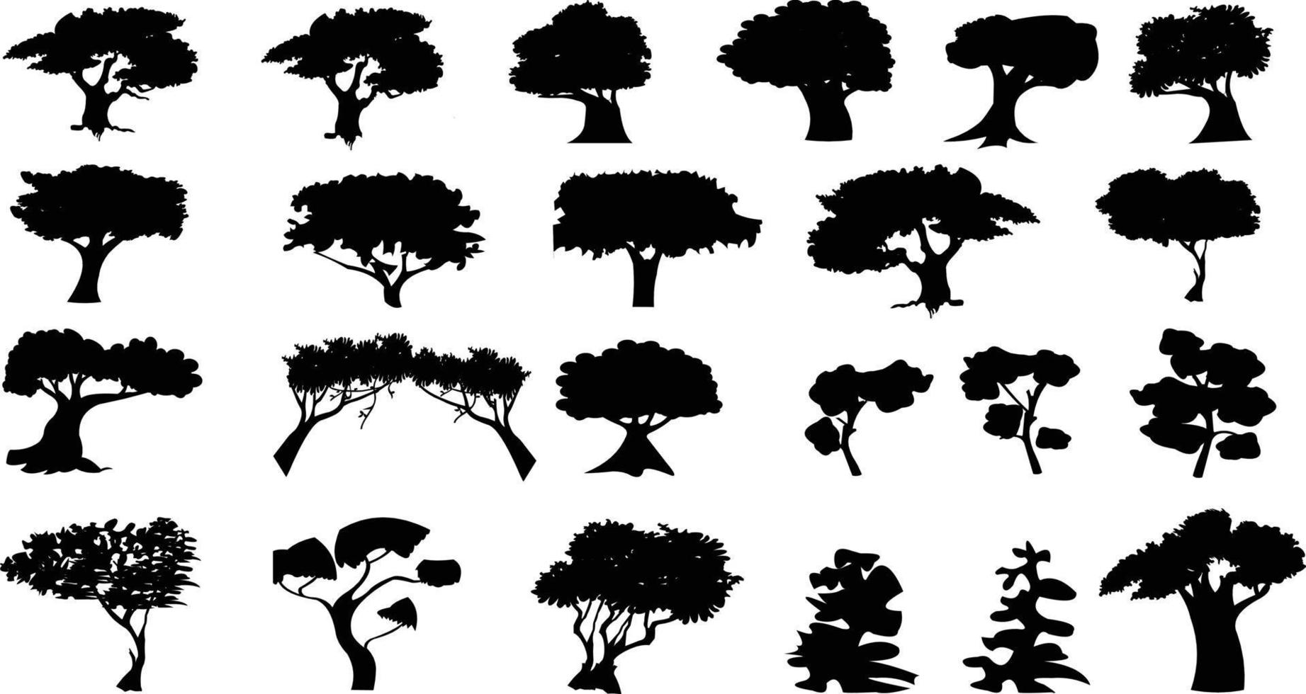 ensemble de silhouettes d'arbres profonds vector illustration