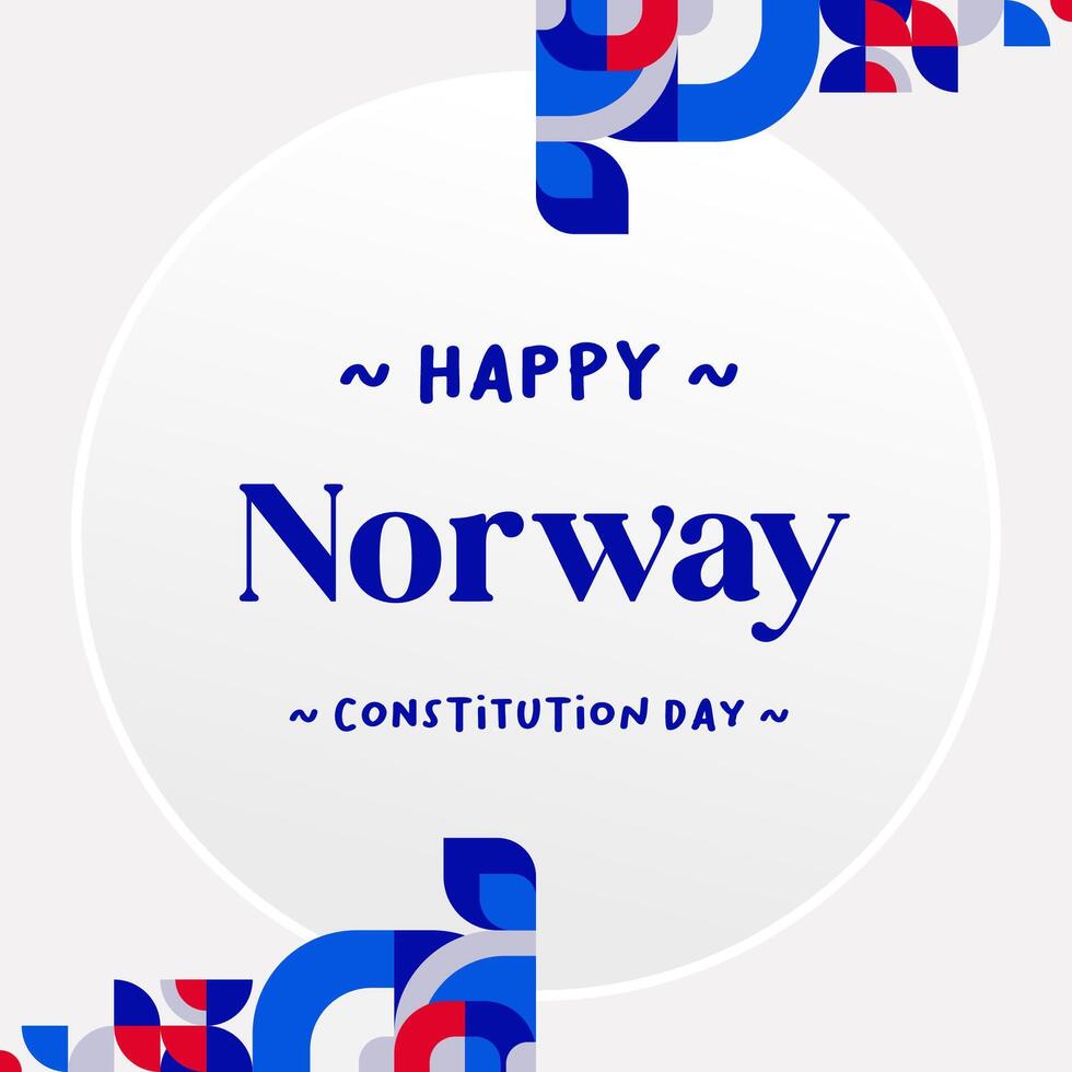 content nationale Constitution journée de Norvège dans moderne géométrique style. carré bannière pour social médias et plus avec typographie. illustration de content norvégien Constitution journée vecteur