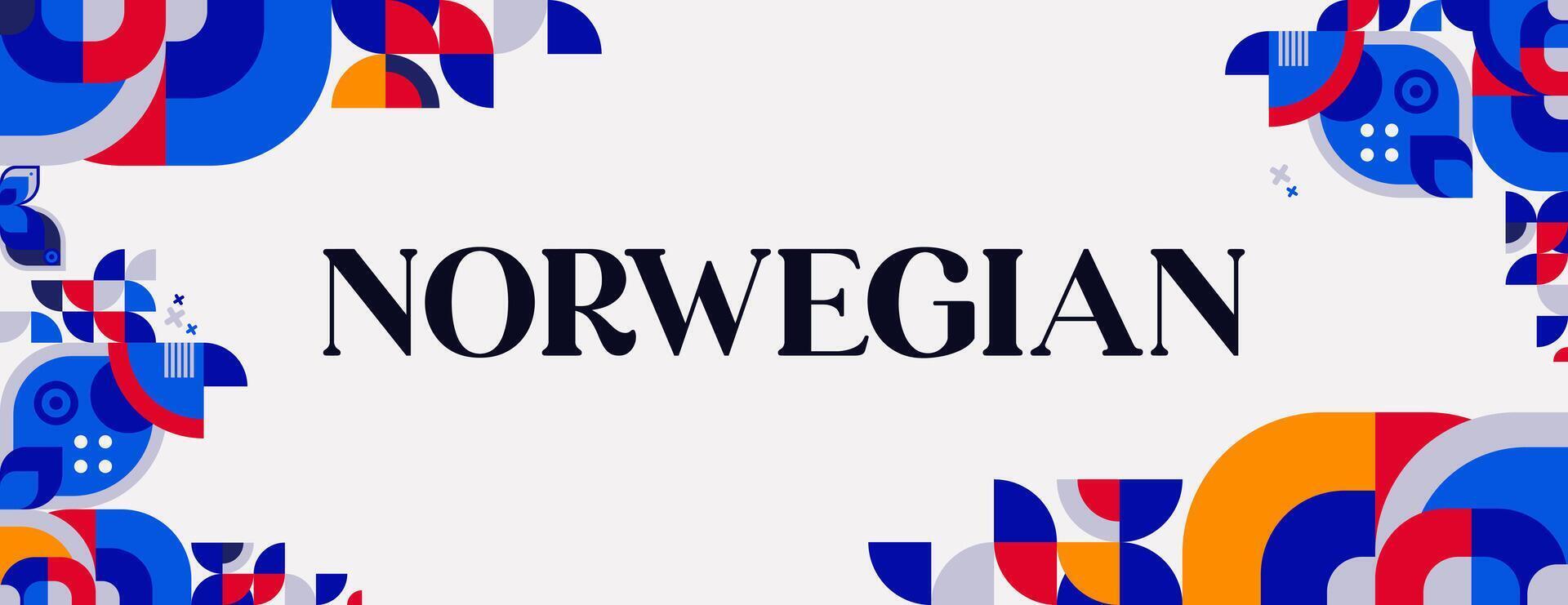 norvégien Constitution journée bannière dans coloré moderne géométrique style. content Norvège nationale indépendance journée salutation carte couverture avec typographie. vecteur illustration pour célébrer nationale vacances